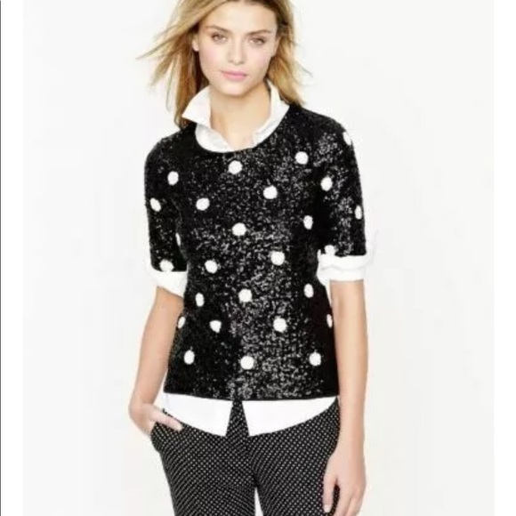 J Crew Sequin Polka dot top - Picture 1 of 8